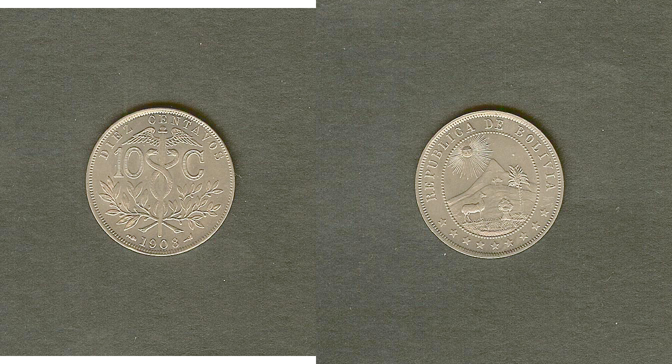 Bolivia 10 centavos 1908 Unc